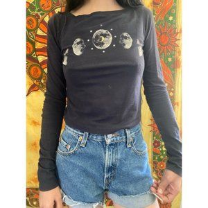 Urban outfitters moon phases crop top long sleeve